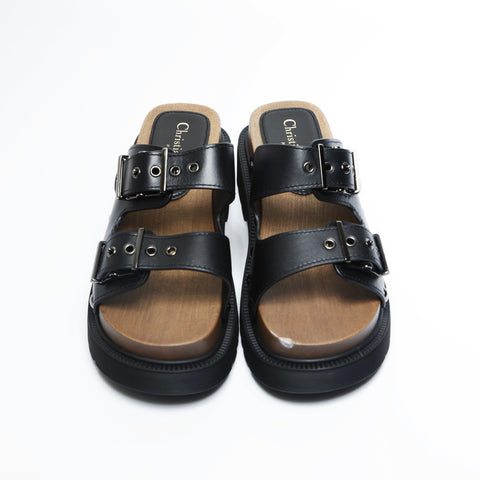 Christian Dior Platform flats, leather, size 35 (8.7"), MD0222 Sandals black WS23663