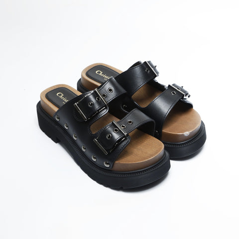Christian Dior Platform flats, leather, size 35 (8.7"), MD0222 Sandals black WS23663