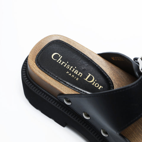 Christian Dior Platform flats, leather, size 35 (8.7"), MD0222 Sandals black WS23663