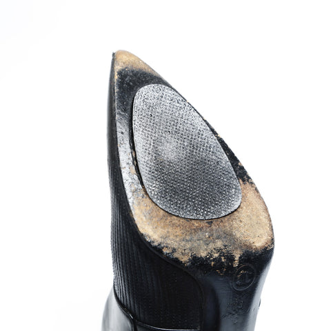 CHANEL Leather heel 3.3" side zip 35 8.7" pumps boots leather black WS23665