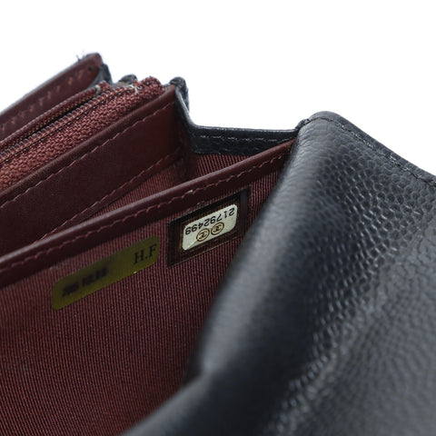 CHANEL 21st Series 2015-2016 Matelasse Caviar Skin Bifold Wallet with Flap Purse black WS23667