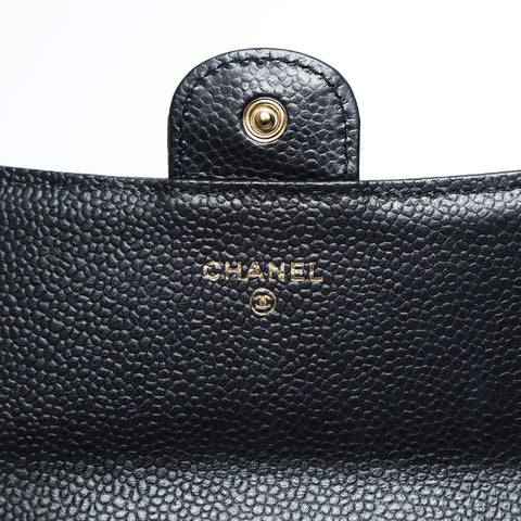 CHANEL 21st Series 2015-2016 Matelasse Caviar Skin Bifold Wallet with Flap Purse black WS23667