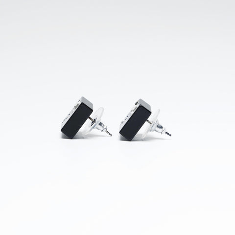 CHANEL 05A 2005 COCO Mark Square Rhinestone Pierce black WS23668