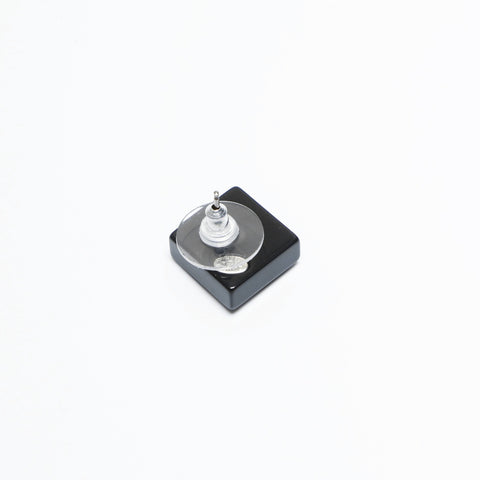 CHANEL 05A 2005 COCO Mark Square Rhinestone Pierce black WS23668