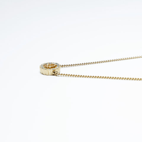 Christian Dior Logo rhinestone Necklace gold WS23669