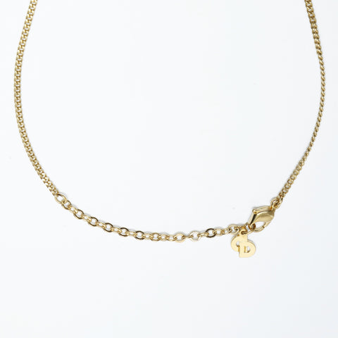 Christian Dior Logo rhinestone Necklace gold WS23669