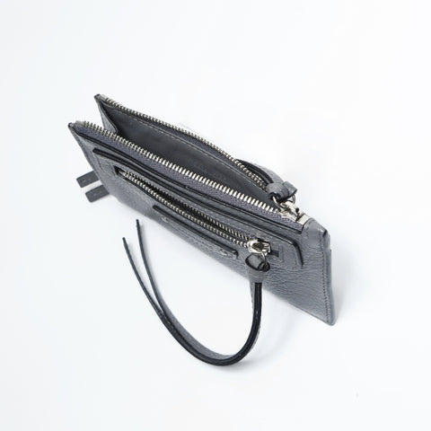 BALENCIAGA Neo Classic Leather Coin Card Case gray WS23675