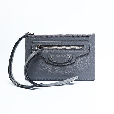 BALENCIAGA Neo Classic Leather Coin Card Case gray WS23675