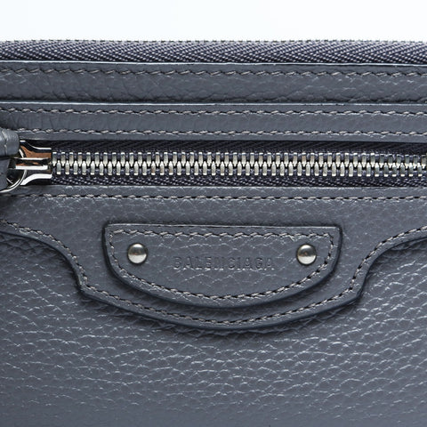BALENCIAGA Neo Classic Leather Coin Card Case gray WS23675