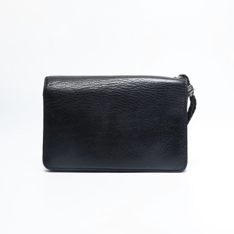 CHROME HEARTS 1 zip leather cross ball button Bifold Wallet black WS23677