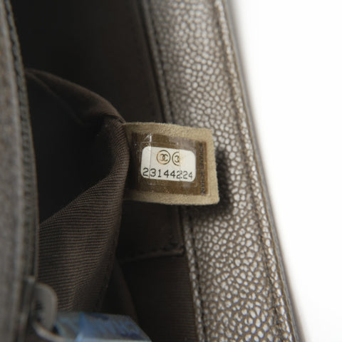 CHANEL No. 23 2016-2017 Caviar Skin Boy Chain Shoulder Bag khaki WS23680