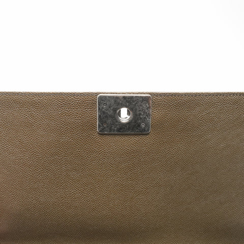 CHANEL No. 23 2016-2017 Caviar Skin Boy Chain Shoulder Bag khaki WS23680