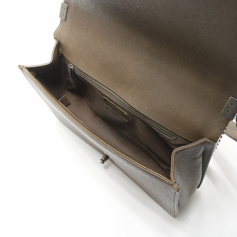 CHANEL No. 23 2016-2017 Caviar Skin Boy Chain Shoulder Bag khaki WS23680