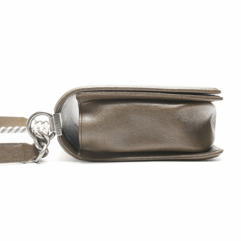 CHANEL No. 23 2016-2017 Caviar Skin Boy Chain Shoulder Bag khaki WS23680