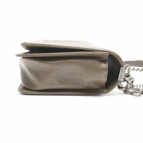 CHANEL No. 23 2016-2017 Caviar Skin Boy Chain Shoulder Bag khaki WS23680