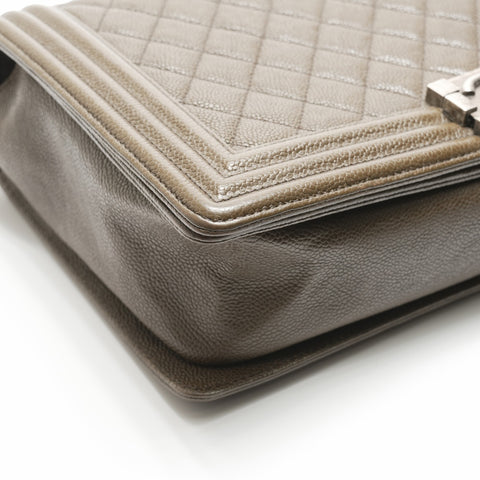 CHANEL No. 23 2016-2017 Caviar Skin Boy Chain Shoulder Bag khaki WS23680