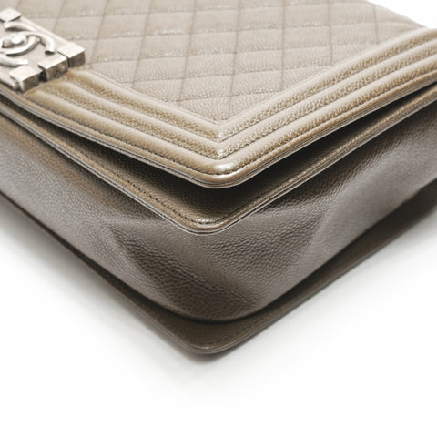 CHANEL No. 23 2016-2017 Caviar Skin Boy Chain Shoulder Bag khaki WS23680