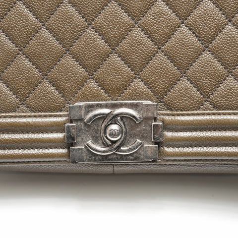 CHANEL No. 23 2016-2017 Caviar Skin Boy Chain Shoulder Bag khaki WS23680