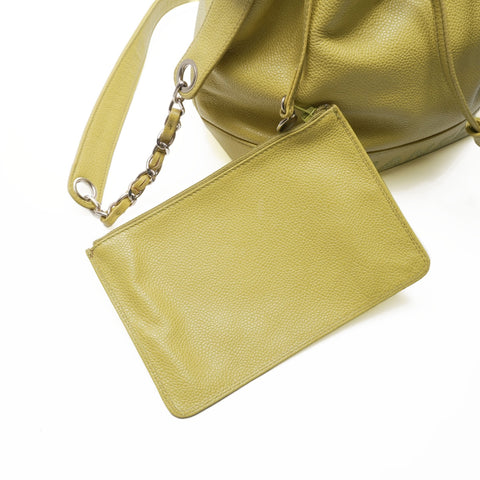 CHANEL No. 4 1996-1997 Caviar Skin Shoulder Bag yellow WS23706