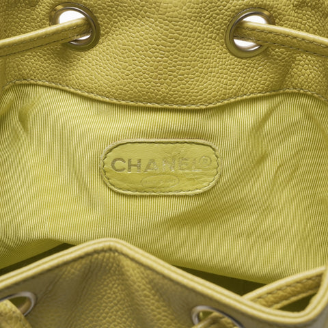 CHANEL No. 4 1996-1997 Caviar Skin Shoulder Bag yellow WS23706
