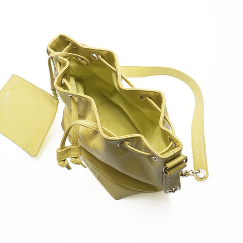 CHANEL No. 4 1996-1997 Caviar Skin Shoulder Bag yellow WS23706