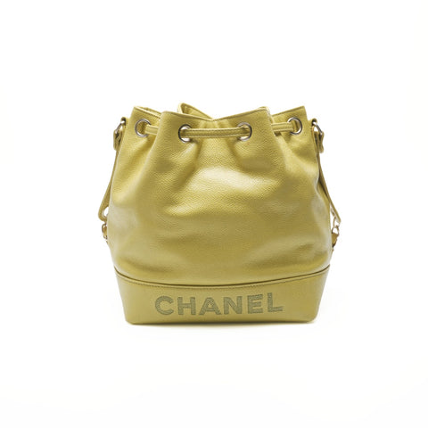 CHANEL No. 4 1996-1997 Caviar Skin Shoulder Bag yellow WS23706