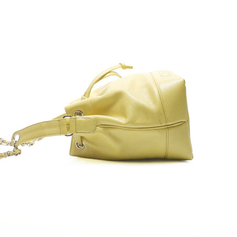 CHANEL No. 4 1996-1997 Caviar Skin Shoulder Bag yellow WS23706