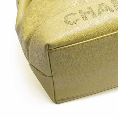 CHANEL No. 4 1996-1997 Caviar Skin Shoulder Bag yellow WS23706
