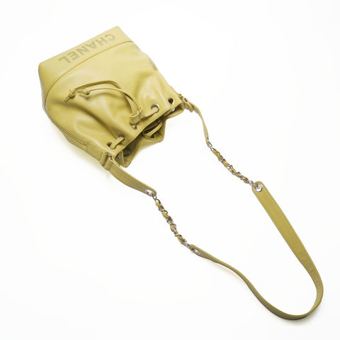 CHANEL No. 4 1996-1997 Caviar Skin Shoulder Bag yellow WS23706