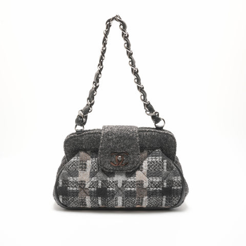 CHANEL 10th series Tweed COCO Mark Shoulder Bag gray WS23707
