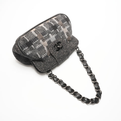 CHANEL 10th series Tweed COCO Mark Shoulder Bag gray WS23707