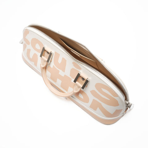 LOUIS VUITTON 2001 Graffiti Alma Horizontal Handbag White beige WS23722