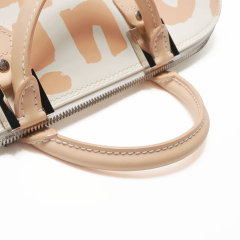 LOUIS VUITTON 2001 Graffiti Alma Horizontal Handbag White beige WS23722