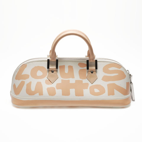 LOUIS VUITTON 2001 Graffiti Alma Horizontal Handbag White beige WS23722
