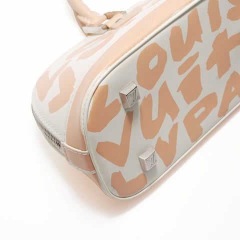 LOUIS VUITTON 2001 Graffiti Alma Horizontal Handbag White beige WS23722