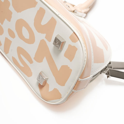 LOUIS VUITTON 2001 Graffiti Alma Horizontal Handbag White beige WS23722