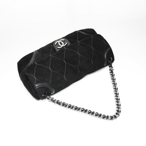 CHANEL No. 12 2008-2009 Suede COCO Mark Shoulder Bag black WS23735