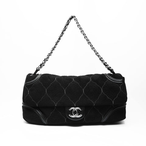 CHANEL No. 12 2008-2009 Suede COCO Mark Shoulder Bag black WS23735