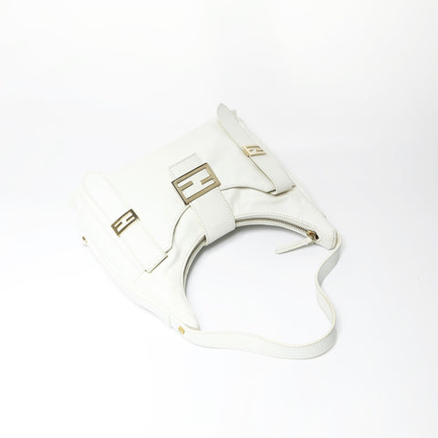 FENDI Mamma Bucket Leather Shoulder Bag white WS23736