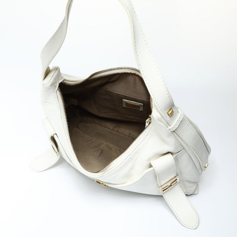FENDI Mamma Bucket Leather Shoulder Bag white WS23736