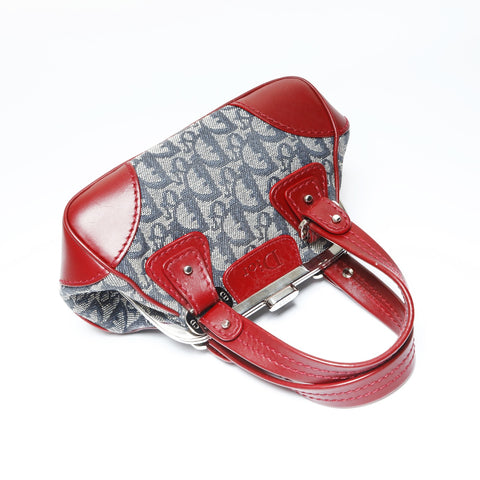 Christian Dior Trotter clasp bag canvas Handbag Blue red WS23738
