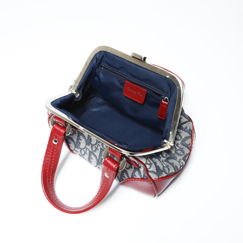Christian Dior Trotter clasp bag canvas Handbag Blue red WS23738