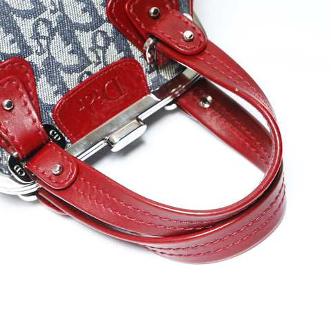 Christian Dior Trotter clasp bag canvas Handbag Blue red WS23738