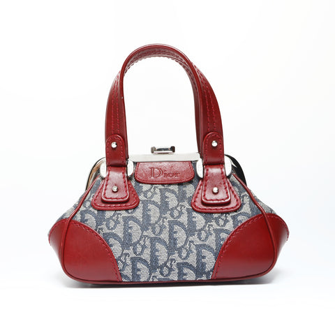 Christian Dior Trotter clasp bag canvas Handbag Blue red WS23738