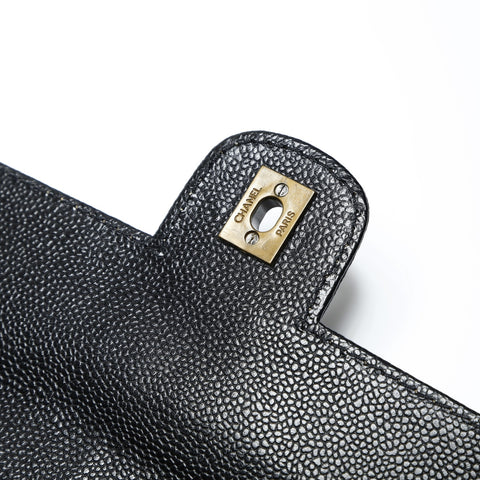 CHANEL No. 7 2002-2003 COCO Mark Caviar Skin Stitch Chain Shoulder Bag black WS23740