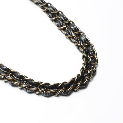 CHANEL No. 7 2002-2003 COCO Mark Caviar Skin Stitch Chain Shoulder Bag black WS23740