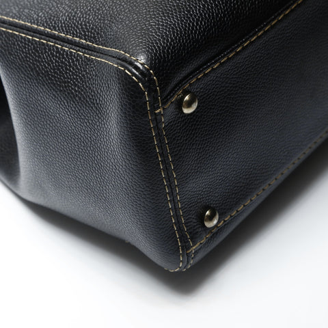 CHANEL No. 7 2002-2003 COCO Mark Caviar Skin Stitch Chain Shoulder Bag black WS23740