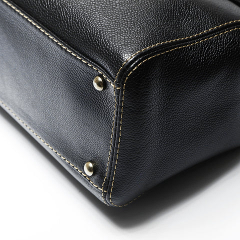 CHANEL No. 7 2002-2003 COCO Mark Caviar Skin Stitch Chain Shoulder Bag black WS23740