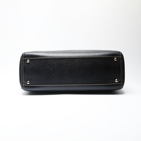 CHANEL No. 7 2002-2003 COCO Mark Caviar Skin Stitch Chain Shoulder Bag black WS23740