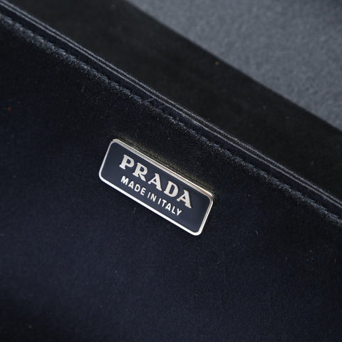 PRADA Satin bead embroidery SOUND BRAID Shoulder Bag black WS23743